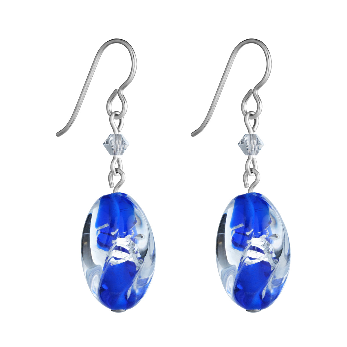 Blue and Silver Crystal Niobium French Hook Earrings - Simply Whispers