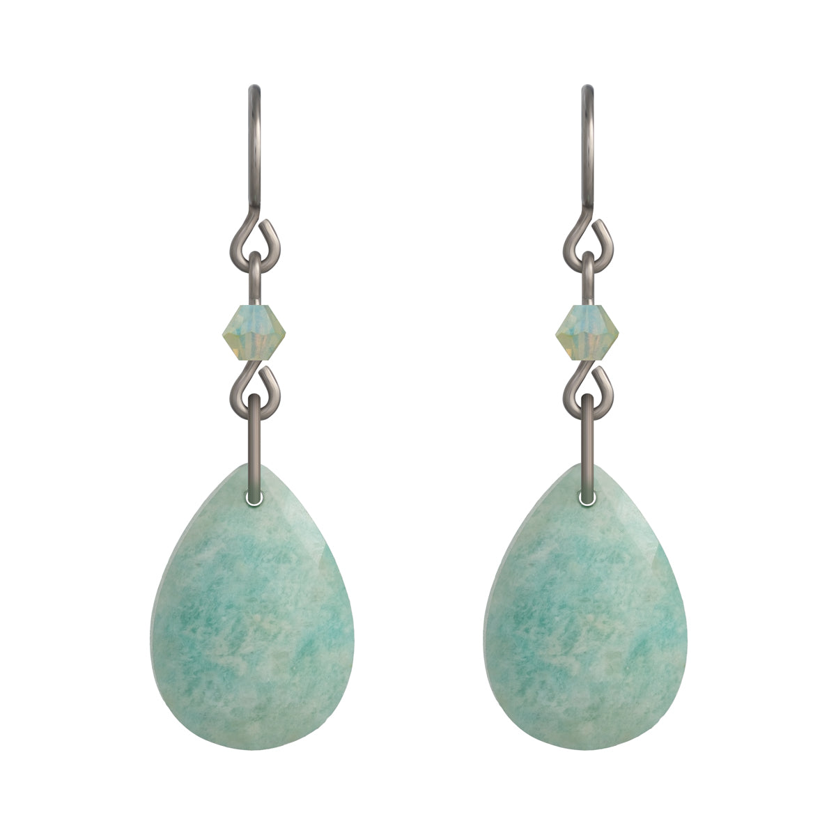 Amazonite Drop Titanium French Hook Earrings - Simply Whispers