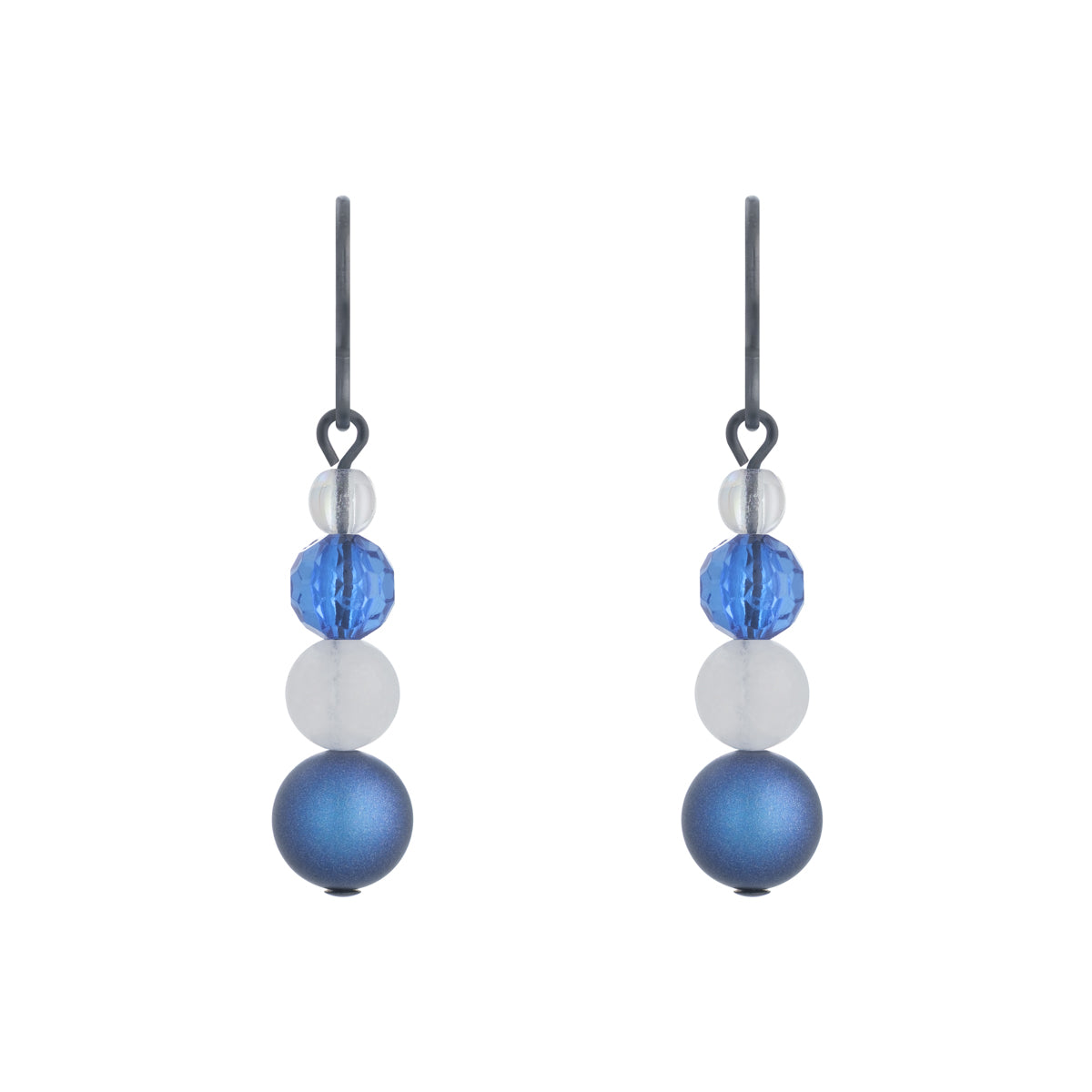 White and Blue Shadows Black Niobium French Hook Earrings - Simply Whispers
