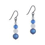 White and Blue Shadows Black Niobium French Hook Earrings - Simply Whispers