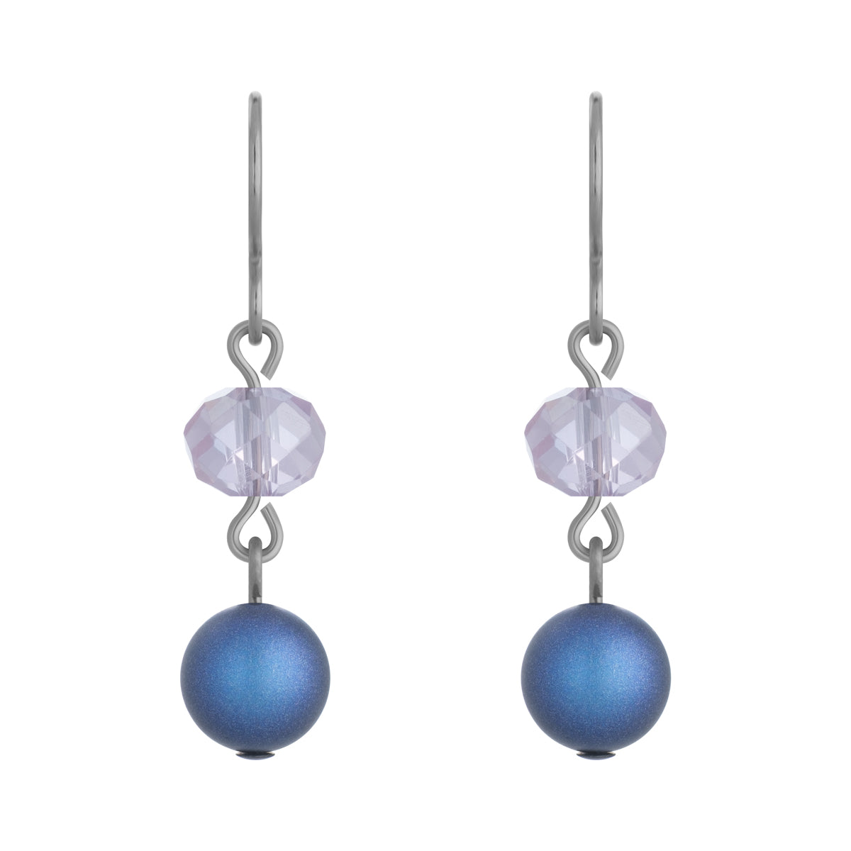 Blue and Lavender Black Niobium French Hook Earrings - Simply Whispers