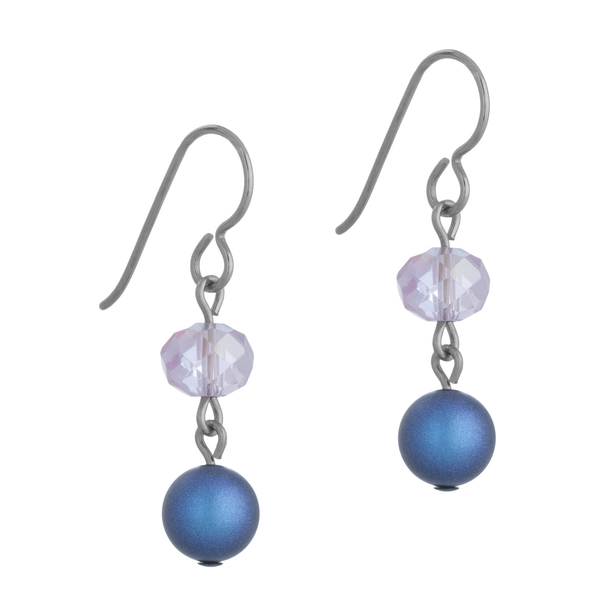 Blue and Lavender Black Niobium French Hook Earrings - Simply Whispers