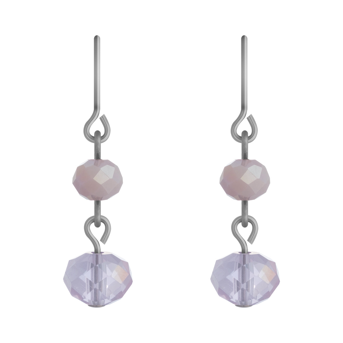 Lavender Bead Black Niobium French Hook Earrings - Simply Whispers