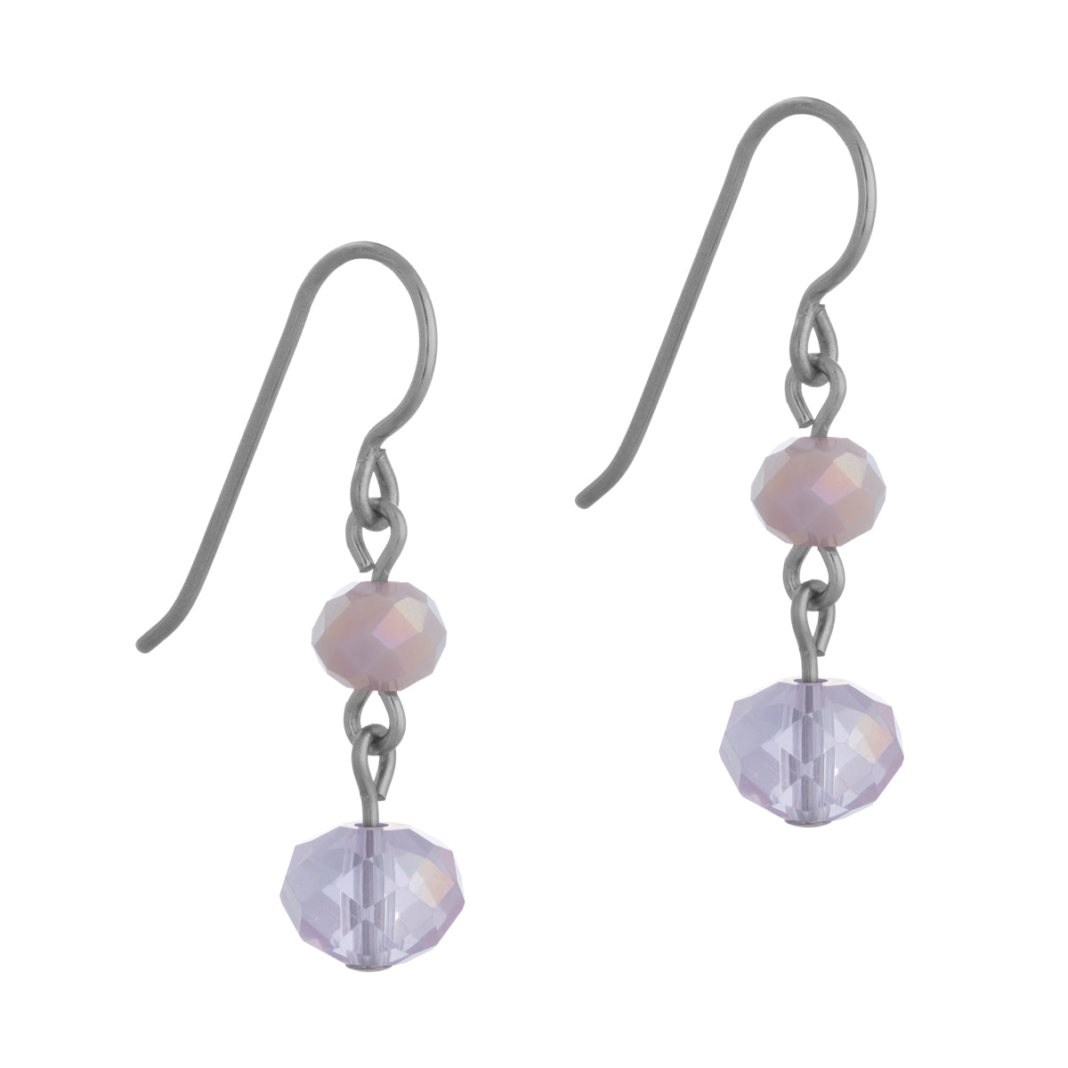 Lavender Bead Black Niobium French Hook Earrings - Simply Whispers