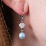 White And Iridiscent Lavender Bead French Hook Earrings - Simply Whispers