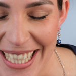 Iridiscent Blue Silver Drop Earrings - Simply Whispers