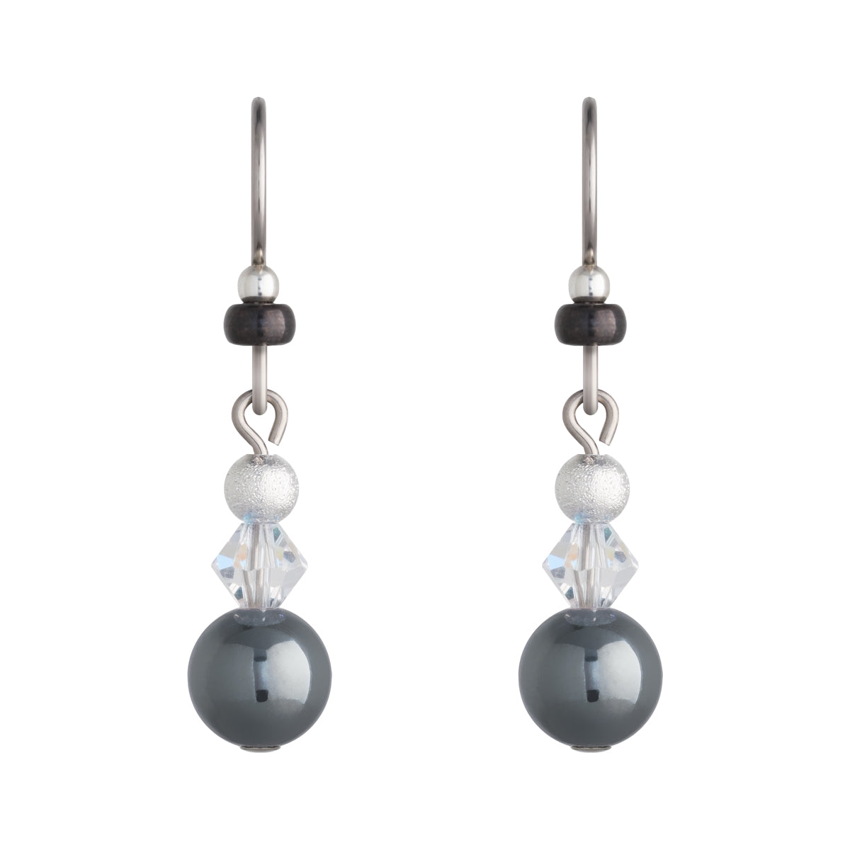Hematite Beads Niobium French Hook Earrings - Simply Whispers
