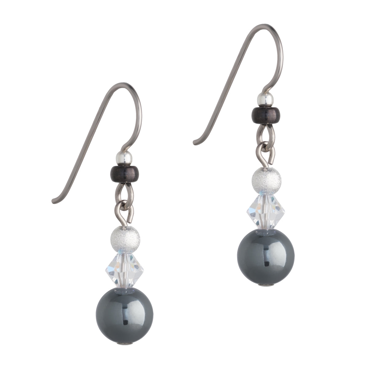 Hematite Beads Niobium French Hook Earrings - Simply Whispers