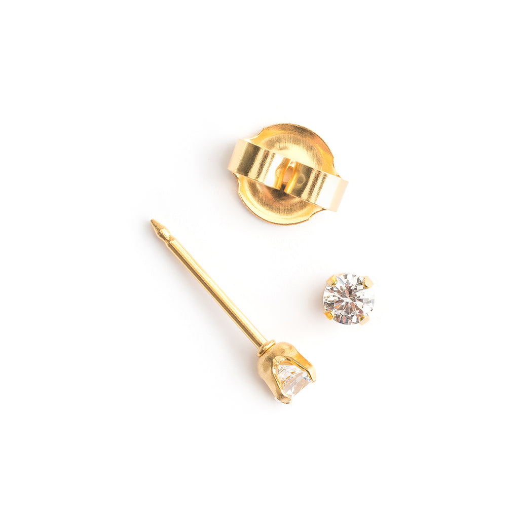 Ear Piercing 3 mm Zirconia Gold Plated Self Piercer - Simply Whispers