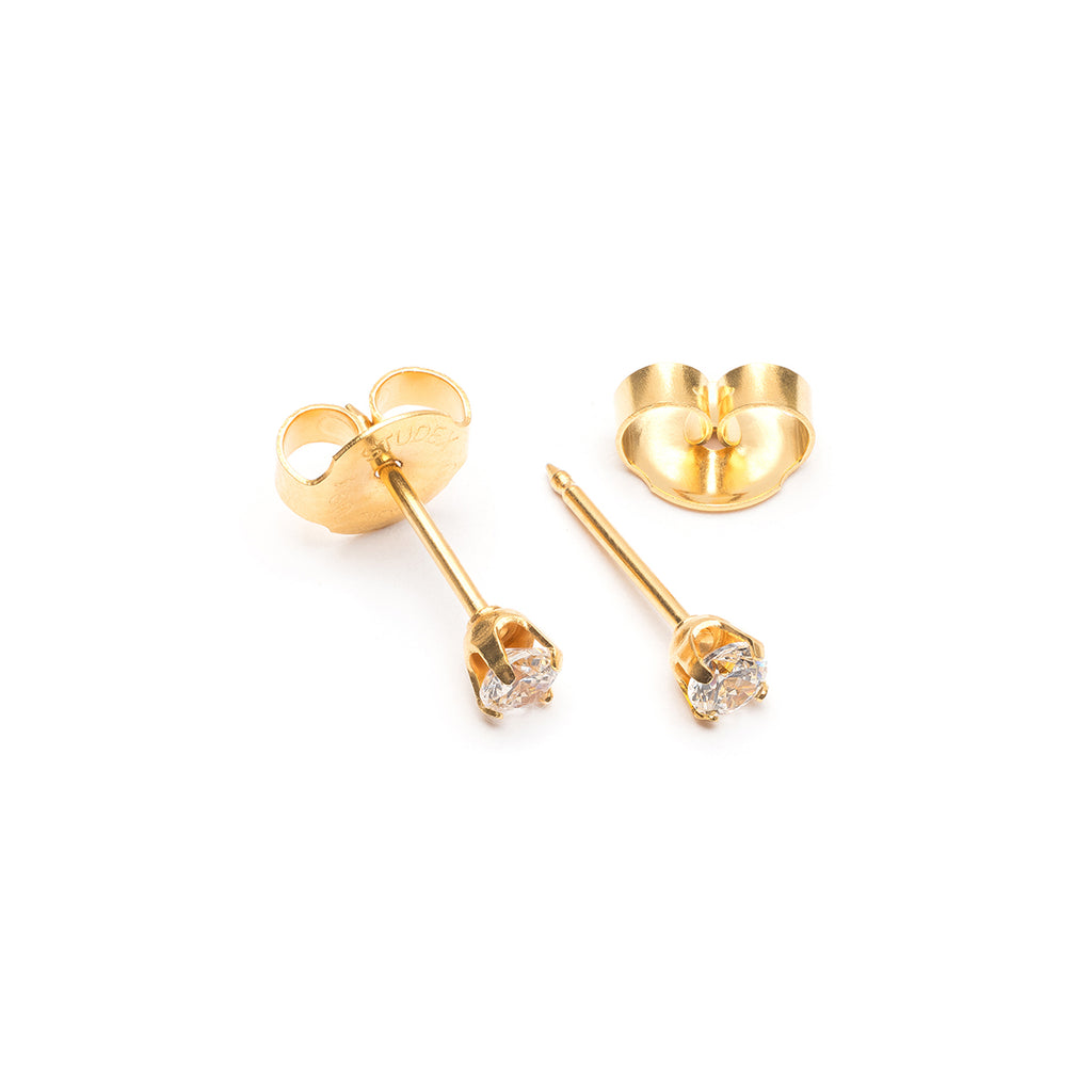 Ear Piercing 3 mm Zirconia Gold Plated Self Piercer - Simply Whispers