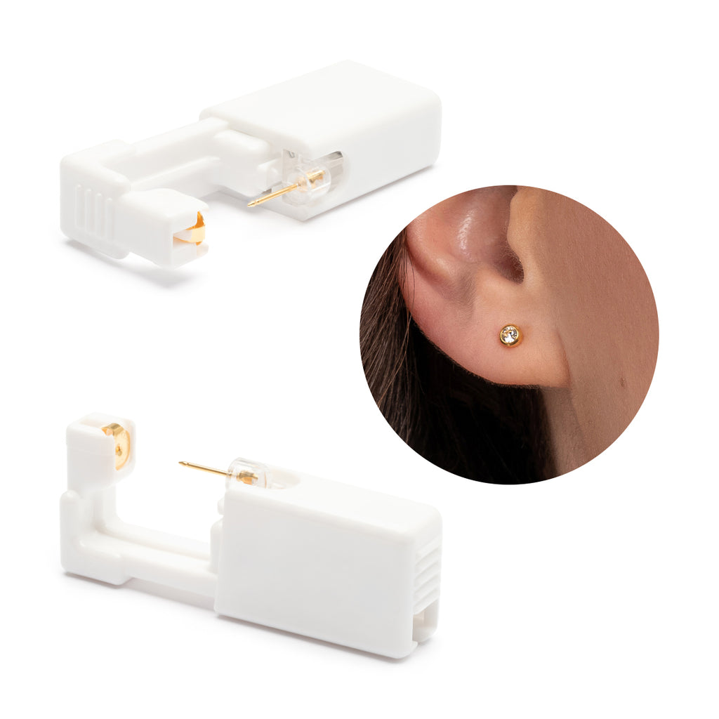 Ear Piercing 3 mm Bazel Crystal Gold Plated Self Piercer - Simply Whispers