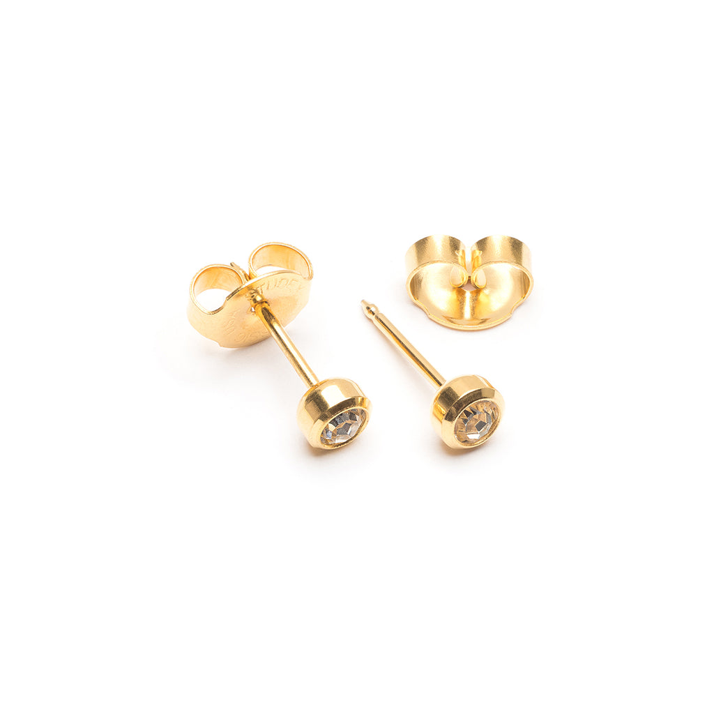 Ear Piercing 3 mm Bazel Crystal Gold Plated Self Piercer - Simply Whispers