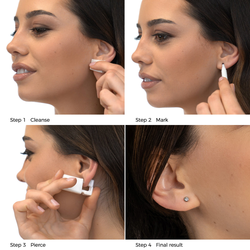 Ear Piercing 3 mm Bezel Crystal Stainless Steel Self Piercer - Simply Whispers