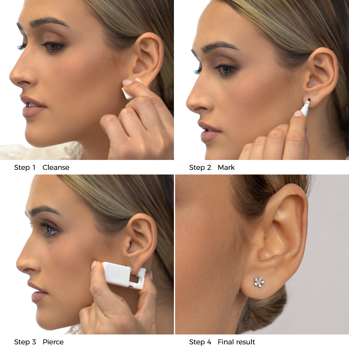 Ear Piercing Daisy Crystal Stainless Steel Self Piercer - Simply Whispers