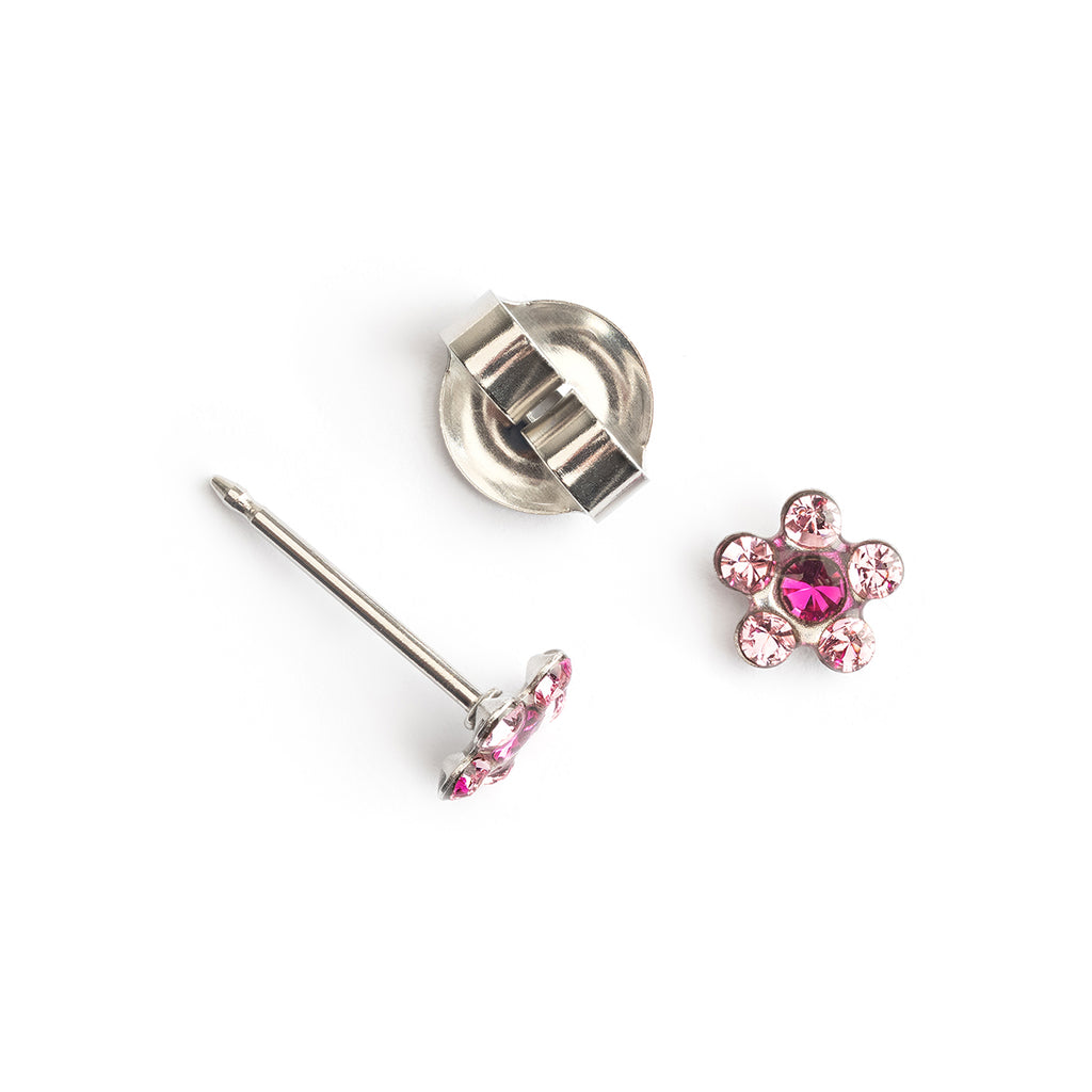 Ear Piercing Light Pink Daisy Crystal Stainless Steel Self Piercer - Simply Whispers