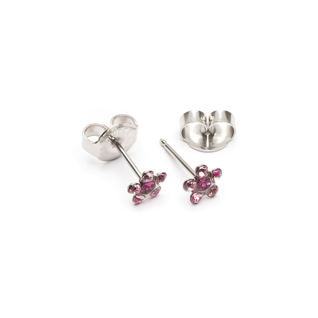 Ear Piercing Light Pink Daisy Crystal Stainless Steel Self Piercer - Simply Whispers