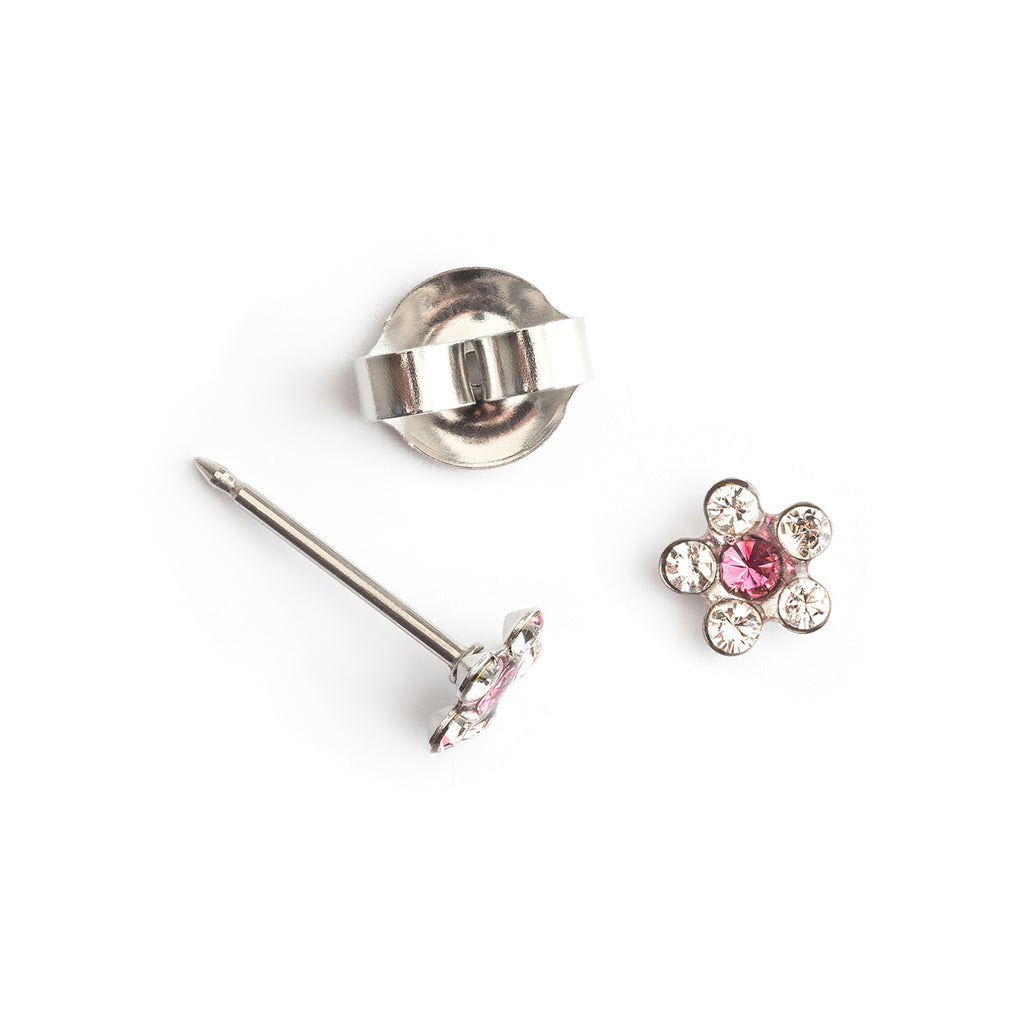Ear Piercing Rose Daisy Crystal Stainless Steel  Self Piercer - Simply Whispers