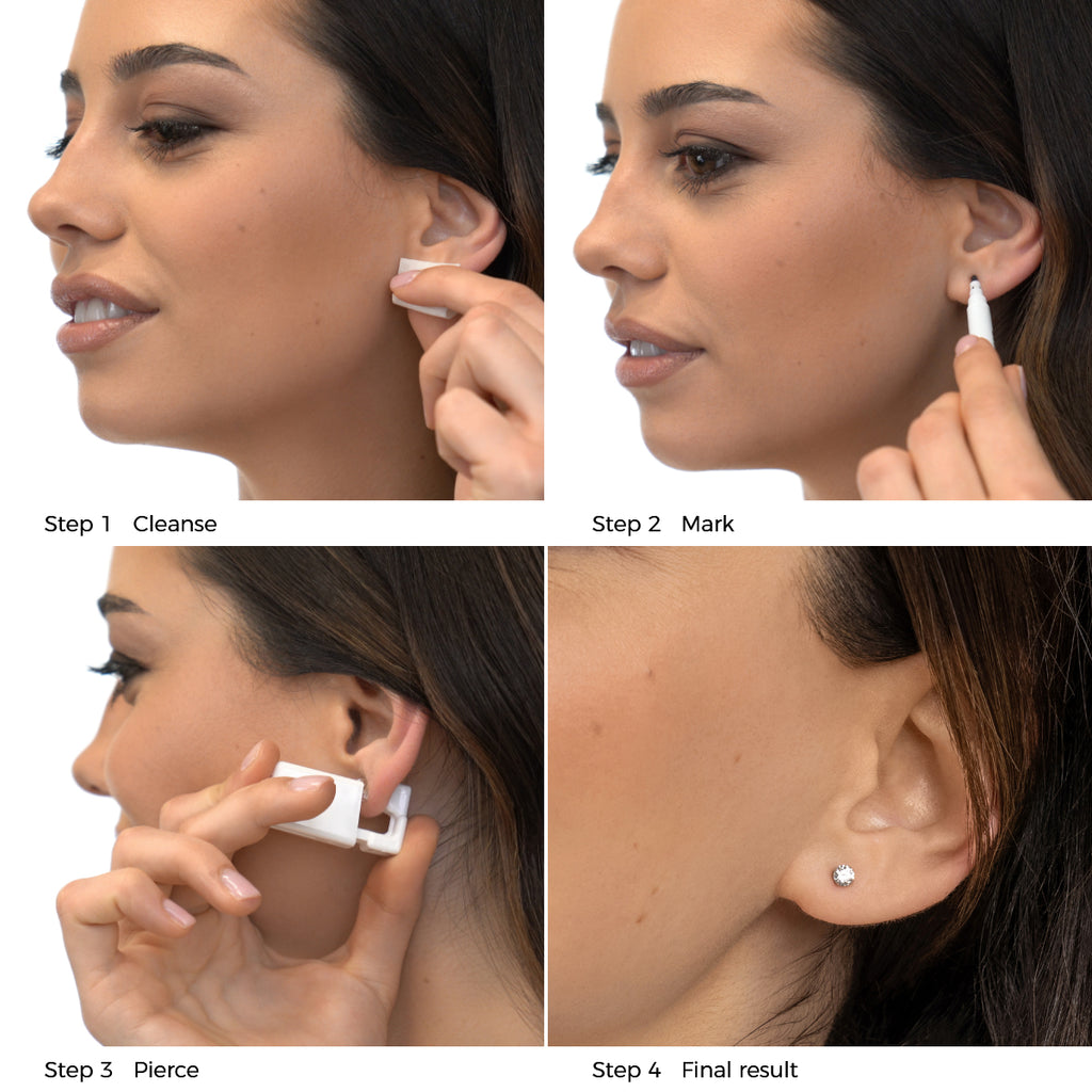 Ear Piercing 4 mm Zirconia Stainless Steel Self Piercer - Simply Whispers