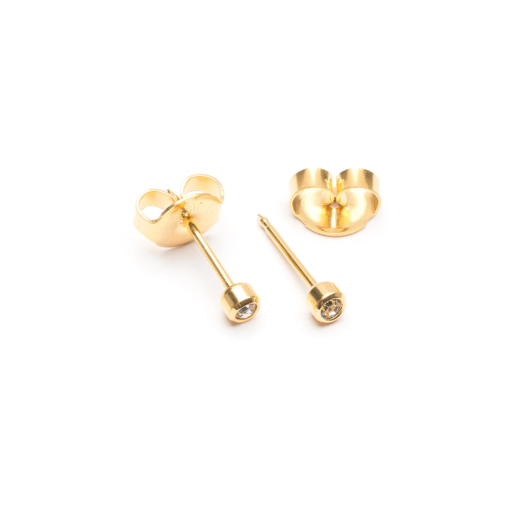 Ear Piercing 2 mm Bazel Crystal Gold Plated Self Piercer - Simply Whispers