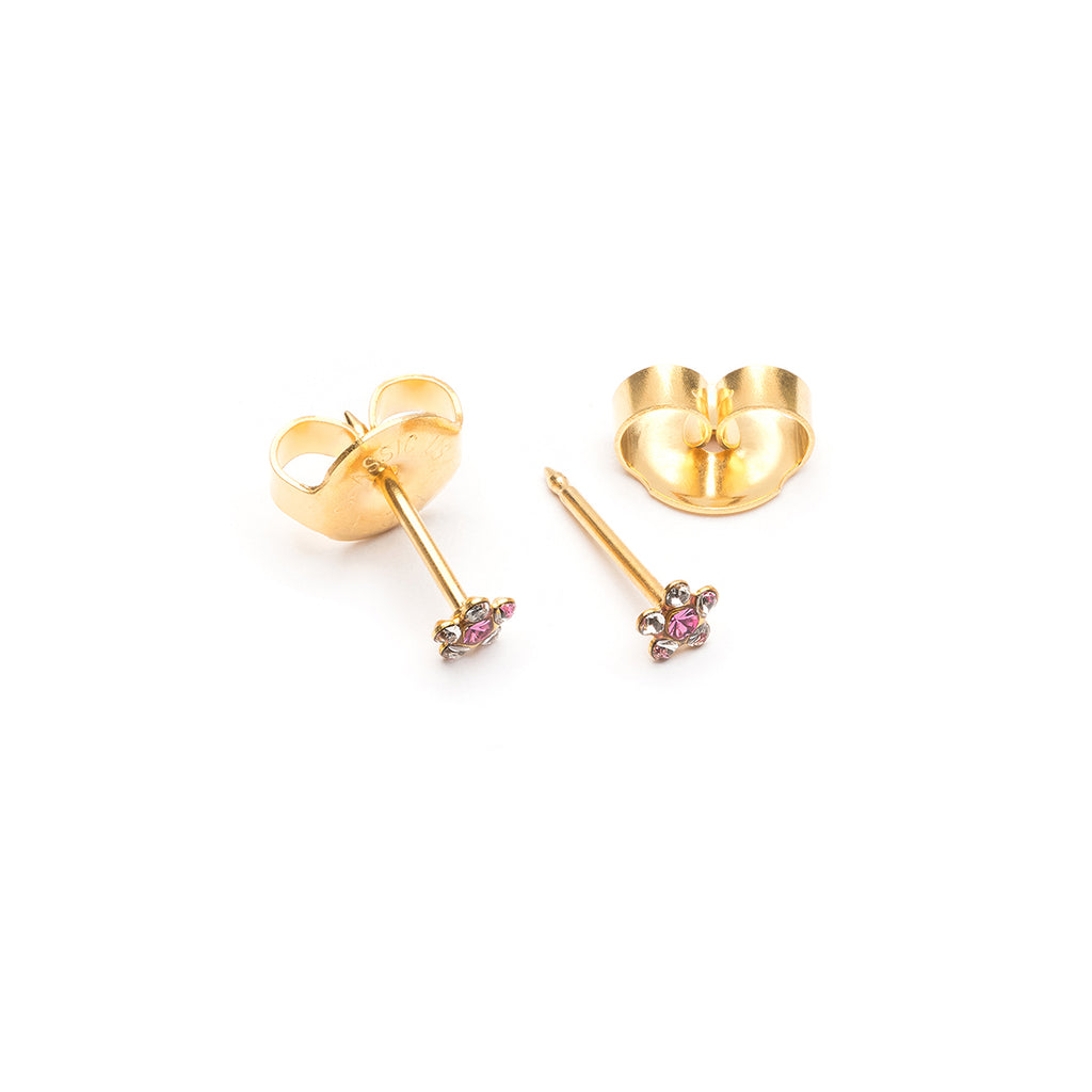 Ear Piercing Rose Daisy Crystal Baby Post Gold Plated  Self Piercer - Simply Whispers