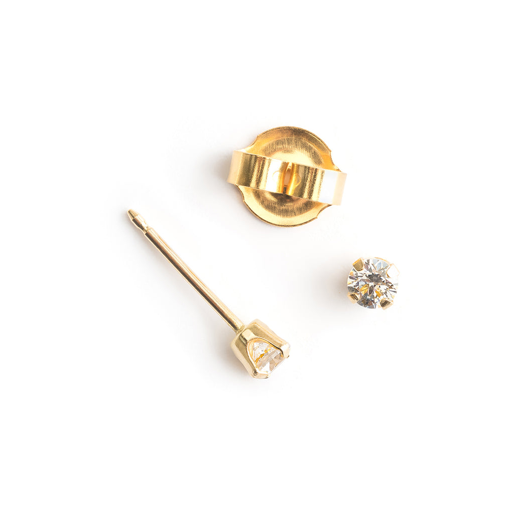 Ear Piercing 3 mm Zirconia 14K Gold Self Piercer - Simply Whispers