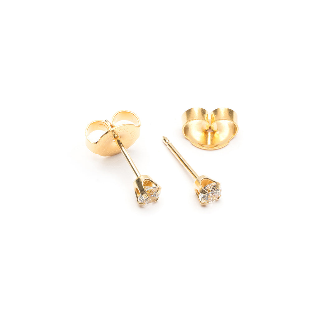 Ear Piercing 3 mm Zirconia 14K Gold Self Piercer - Simply Whispers