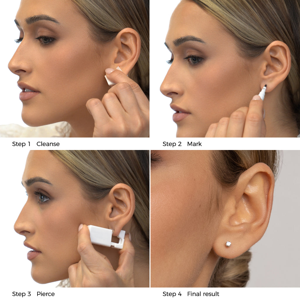 Ear Piercing 3 mm Zirconia 14K Gold Self Piercer - Simply Whispers