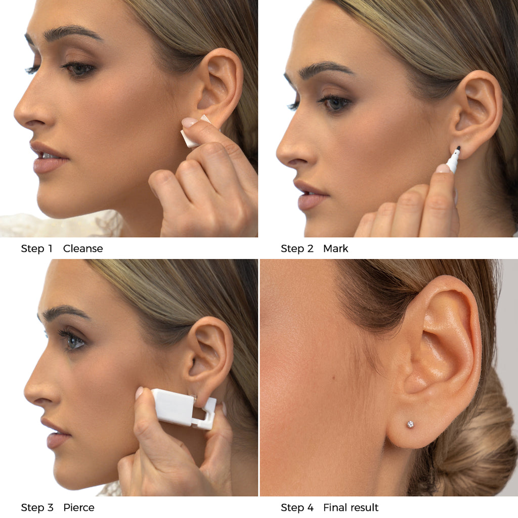 Ear Piercing  2 mm Zirconia 14K White Gold Self Piercer - Simply Whispers