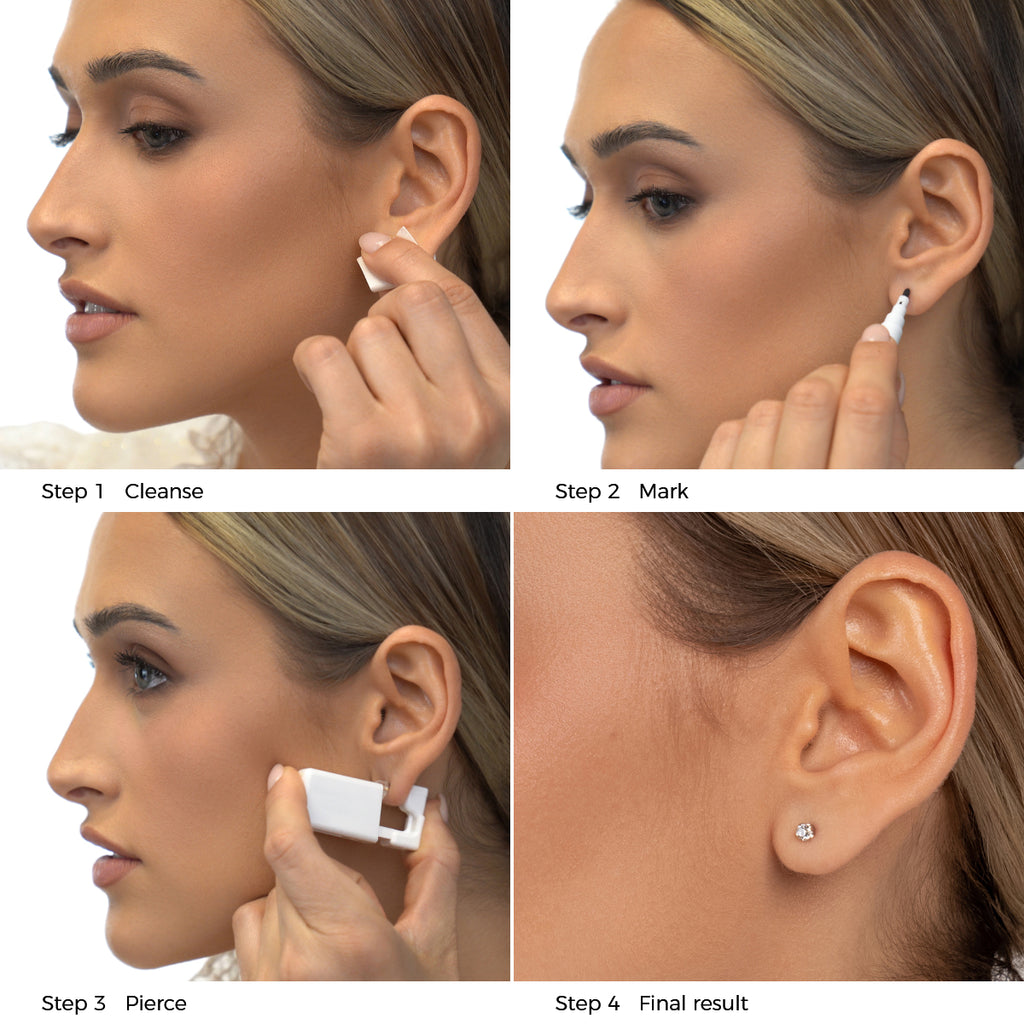 Ear Piercing  3 mm Zirconia 14K White Gold Self Piercer - Simply Whispers