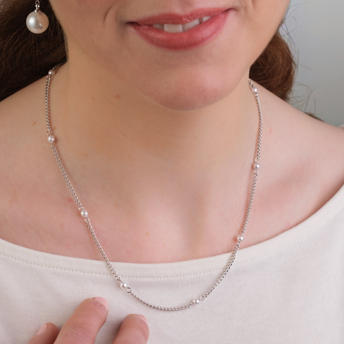 Silver Pearl Chain Necklace – Simply Whispers