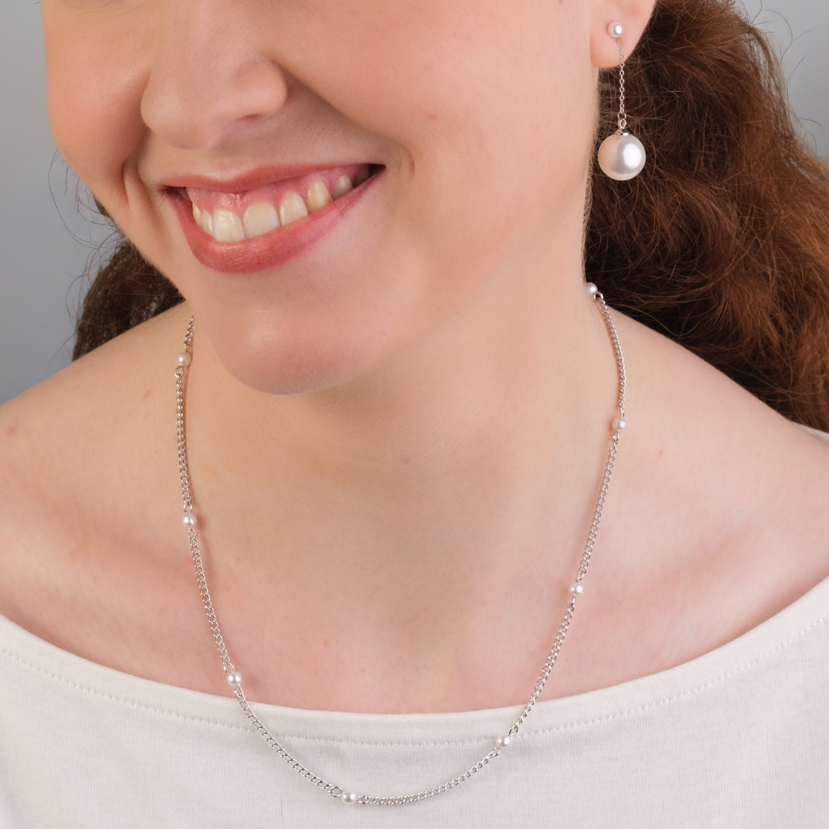 Silver Pearl Chain Necklace - Simply Whispers