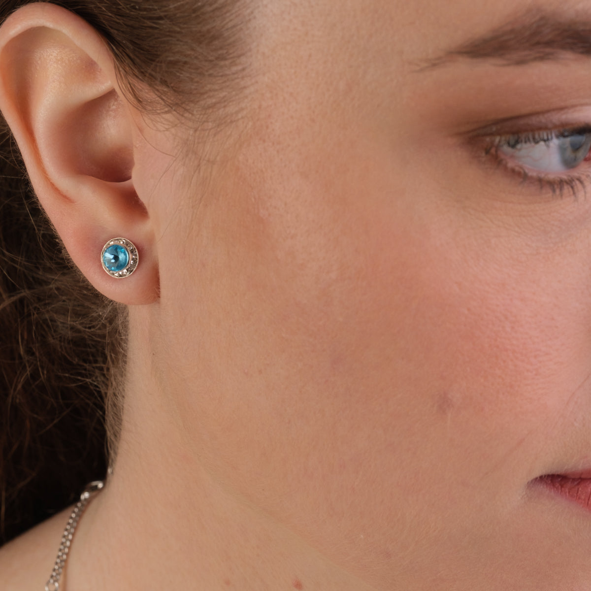 Aqua Crystal Stud Earrings - Simply Whispers
