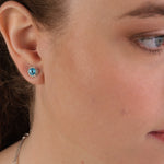 Aqua Crystal Stud Earrings - Simply Whispers