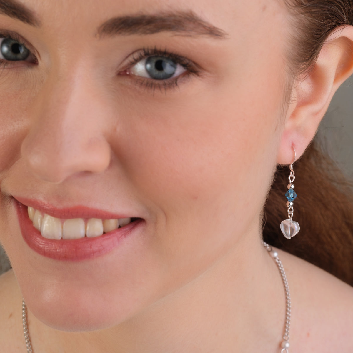 925 Sterling Silver Crystal Heart French Hook Earrings - Simply Whispers