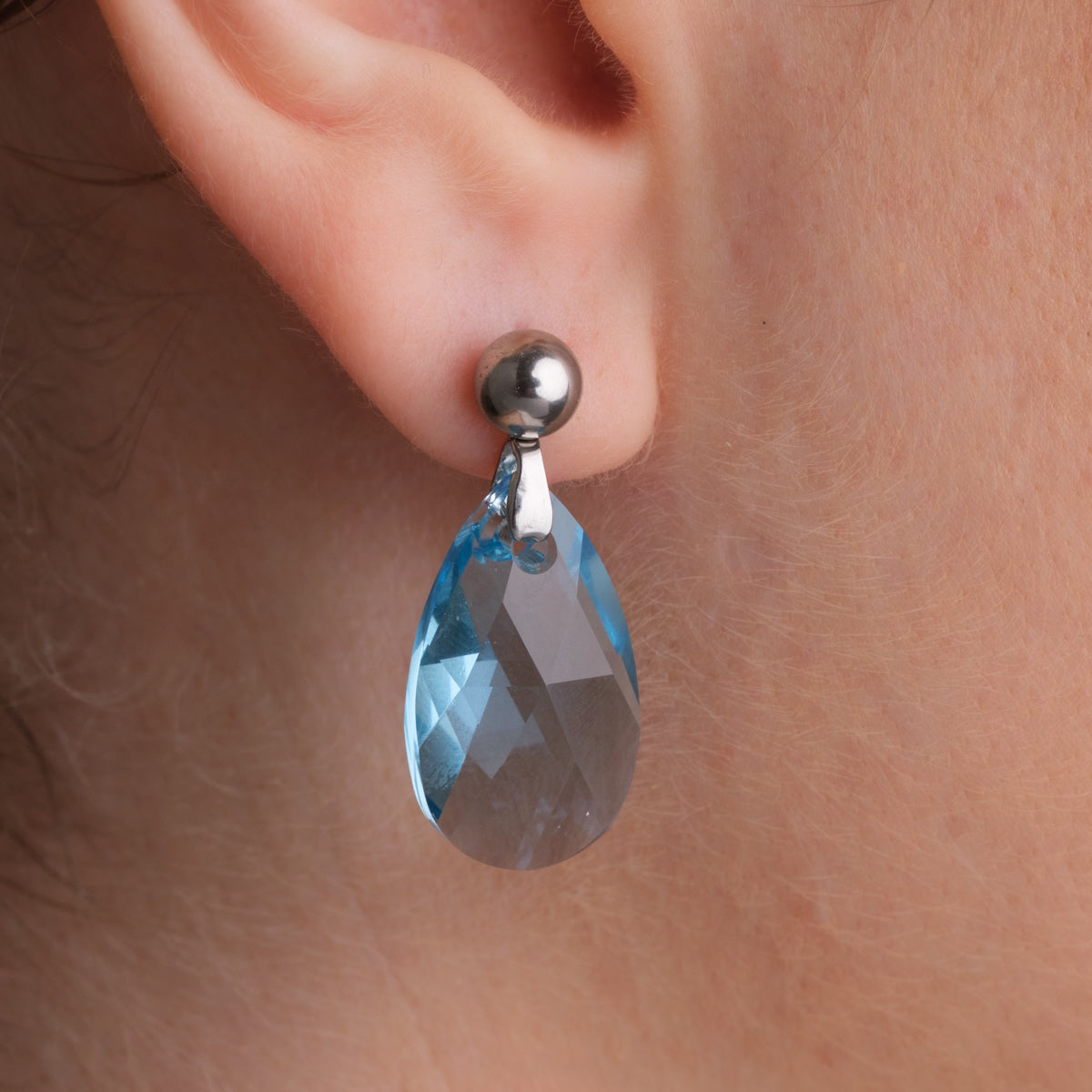 Aqua Crystal Drop Earrings - Simply Whispers