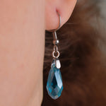 Peacock Blue Teardrop French Hook Earrings - Simply Whispers