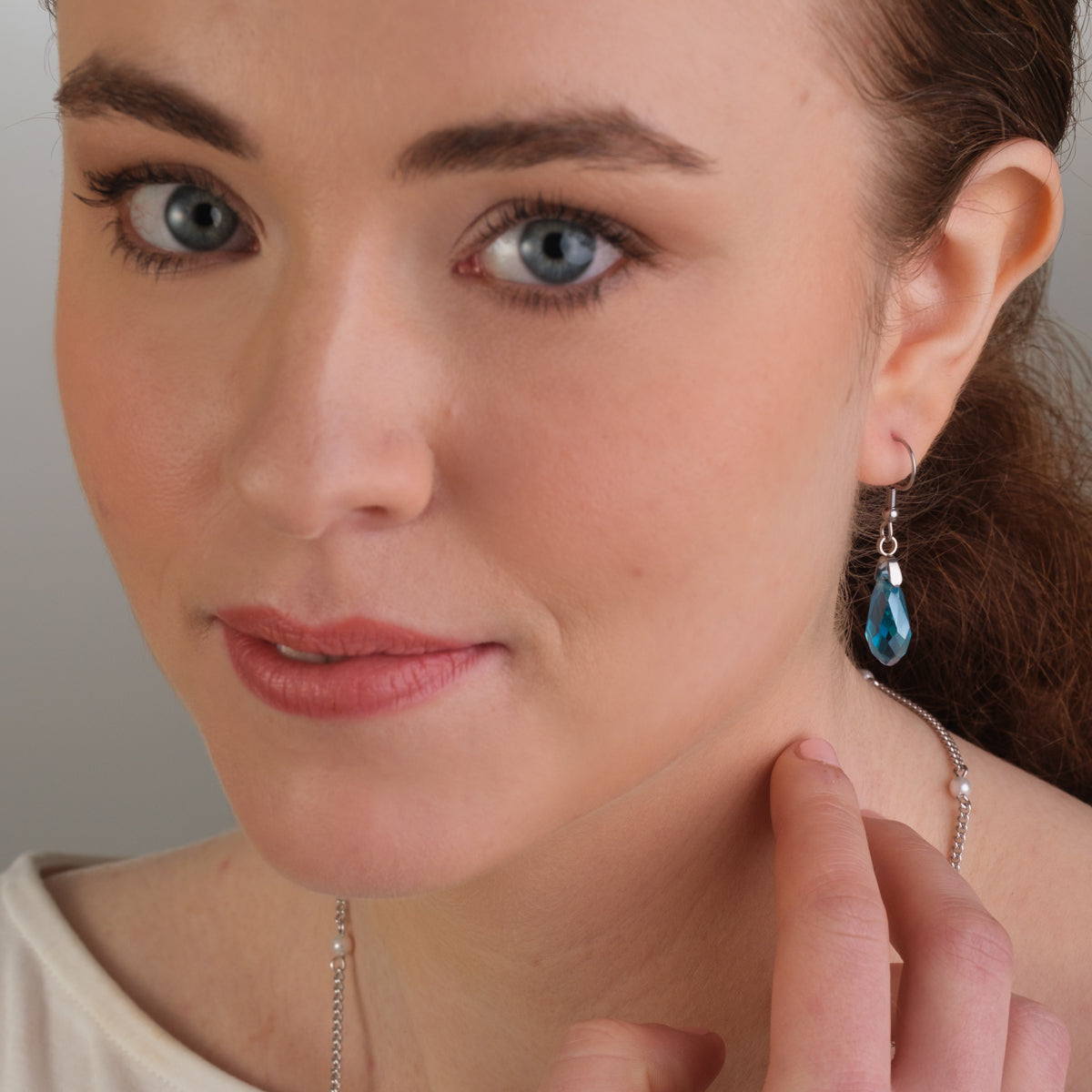 Peacock Blue Teardrop French Hook Earrings - Simply Whispers