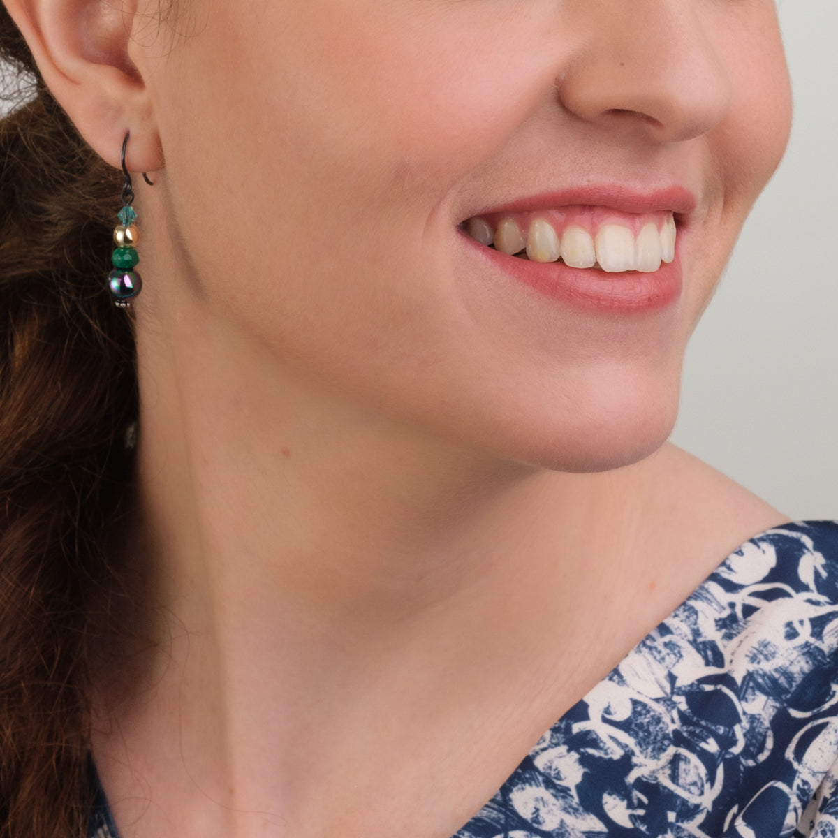 Multicolor Beads Black Niobium French Hook Earrings - Simply Whispers