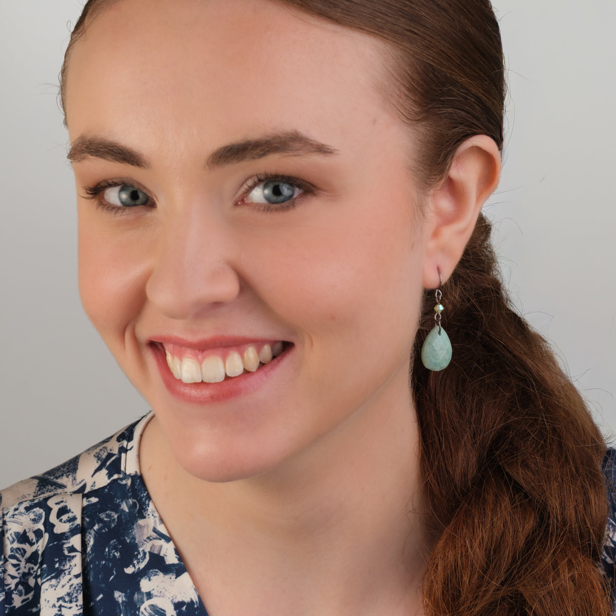 Amazonite Drop Titanium French Hook Earrings - Simply Whispers