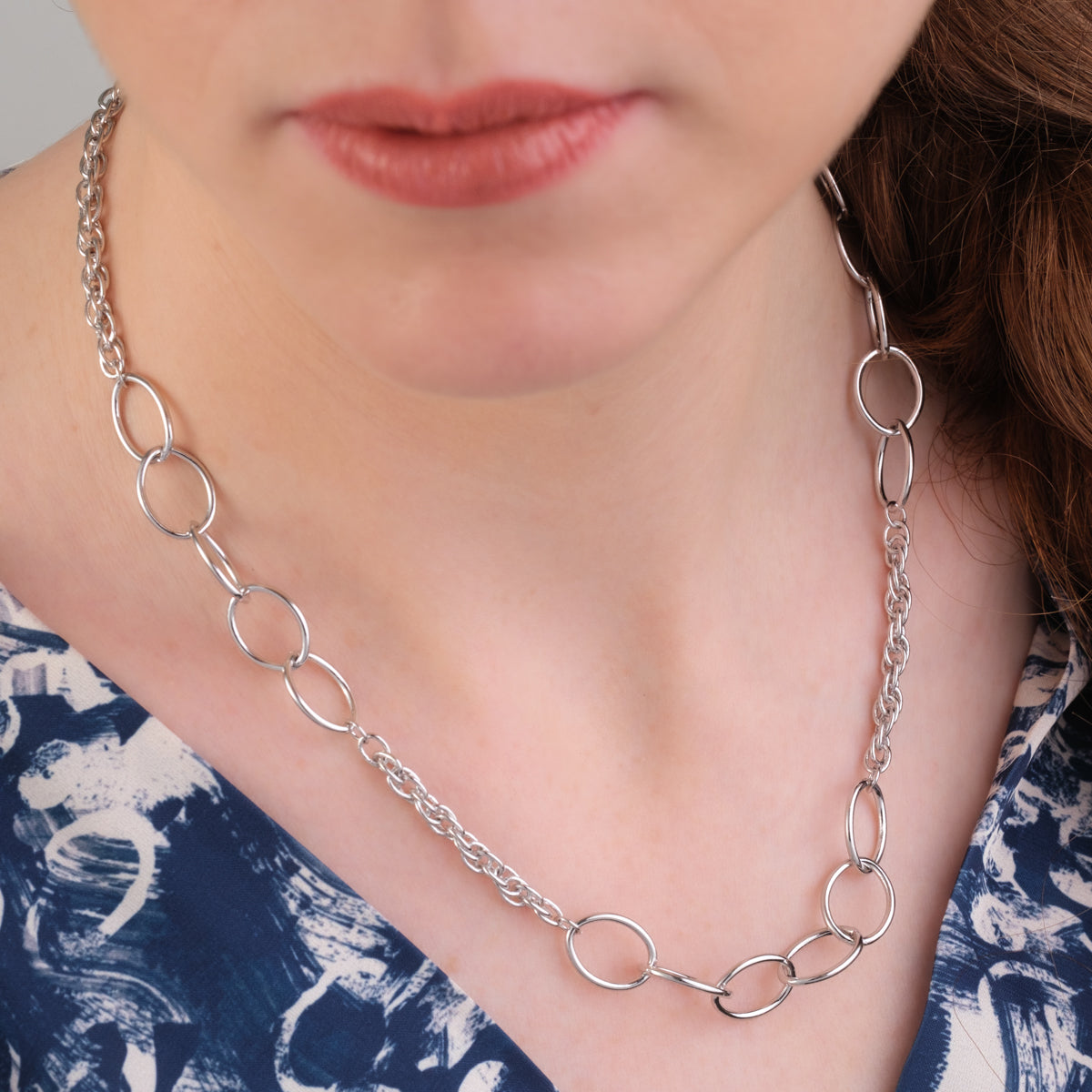 Silver Oval Links Rope Chain Necklace - Simply Whispers