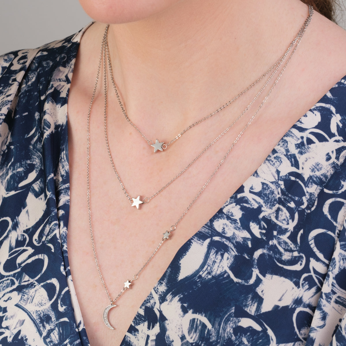 Layered Moon and Star Necklace - Simply Whispers