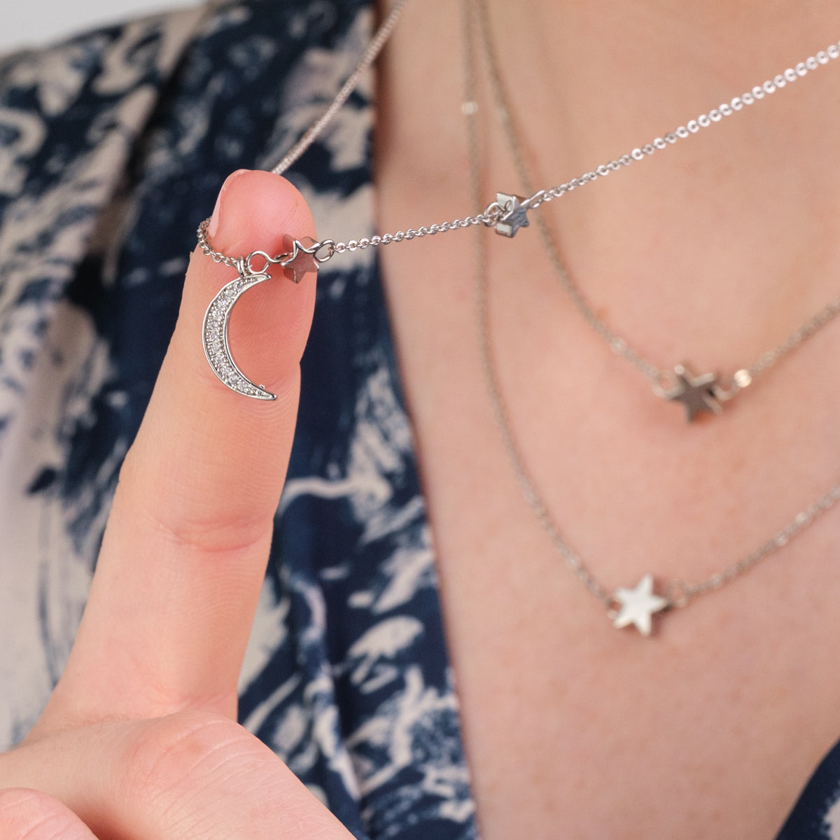 Layered Moon and Star Necklace - Simply Whispers