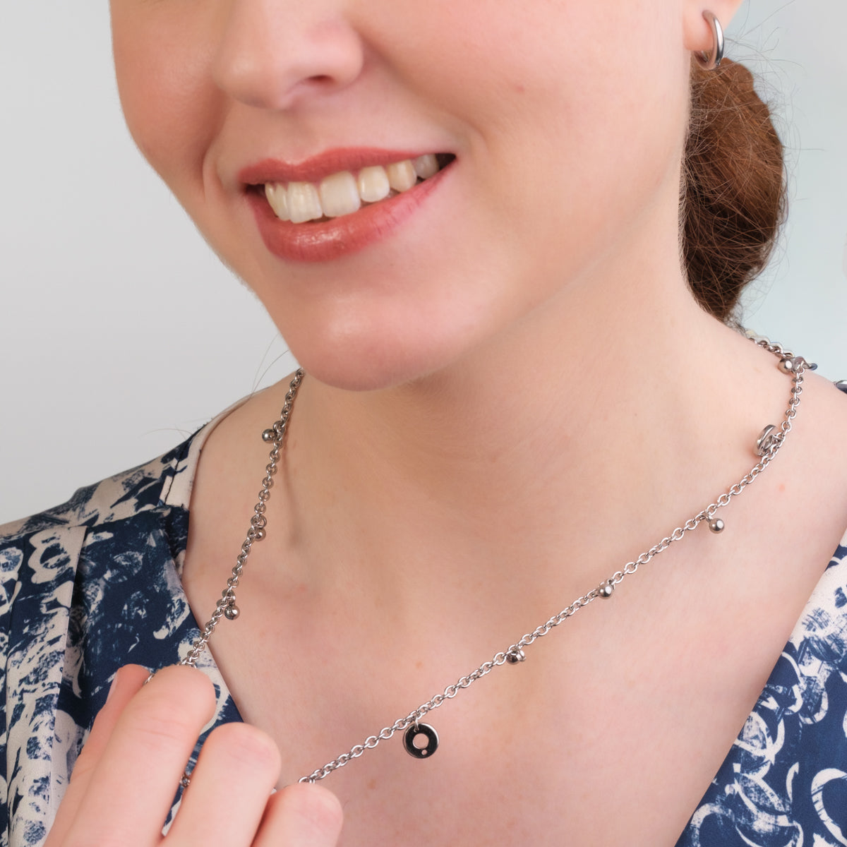 Stainless Steel Beads and Circle Charms Necklace - Simply Whispers