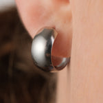 Stainless Steel Wide Smooth Posted Huggie - Simply Whispers