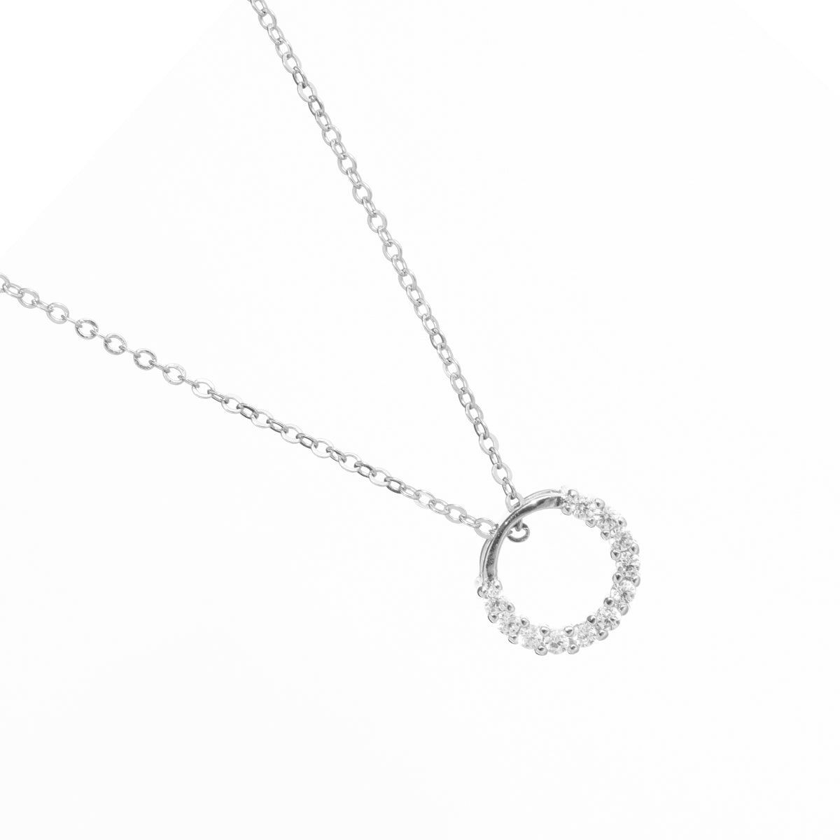 Sterling Silver Zirconia Circle Pendant Necklace - Simply Whispers