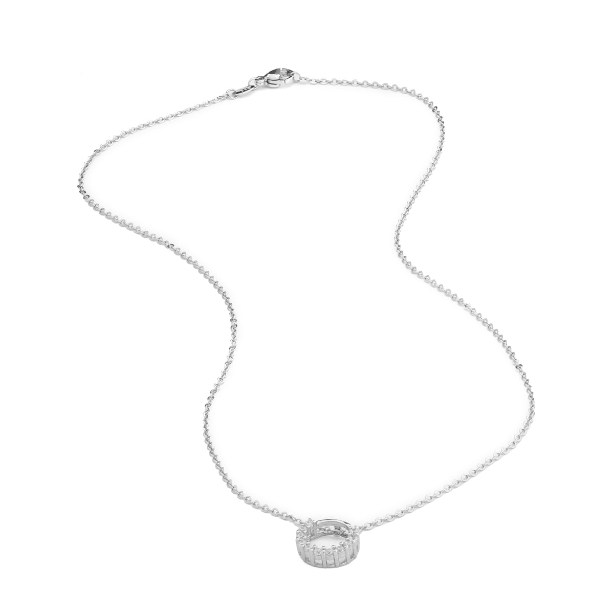 Sterling Silver Zirconia Circle Pendant Necklace - Simply Whispers