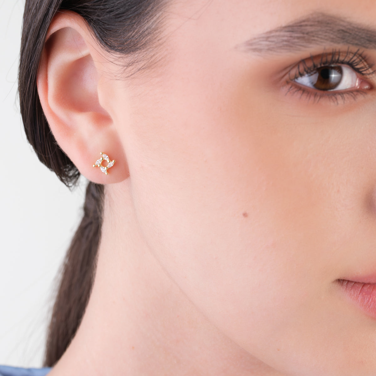 Crystal Square Gold Mini Stud Earrings - Simply Whispers