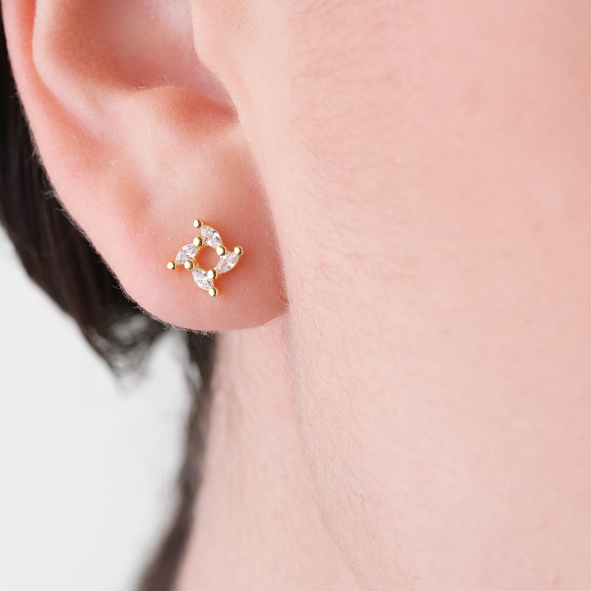 Crystal Square Gold Mini Stud Earrings - Simply Whispers