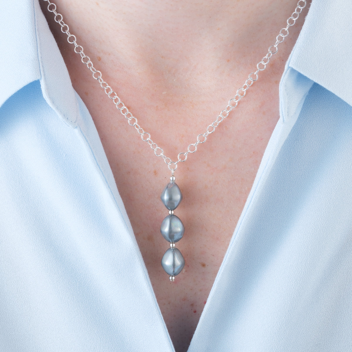Hematite Drop Silver Necklace - Simply Whispers