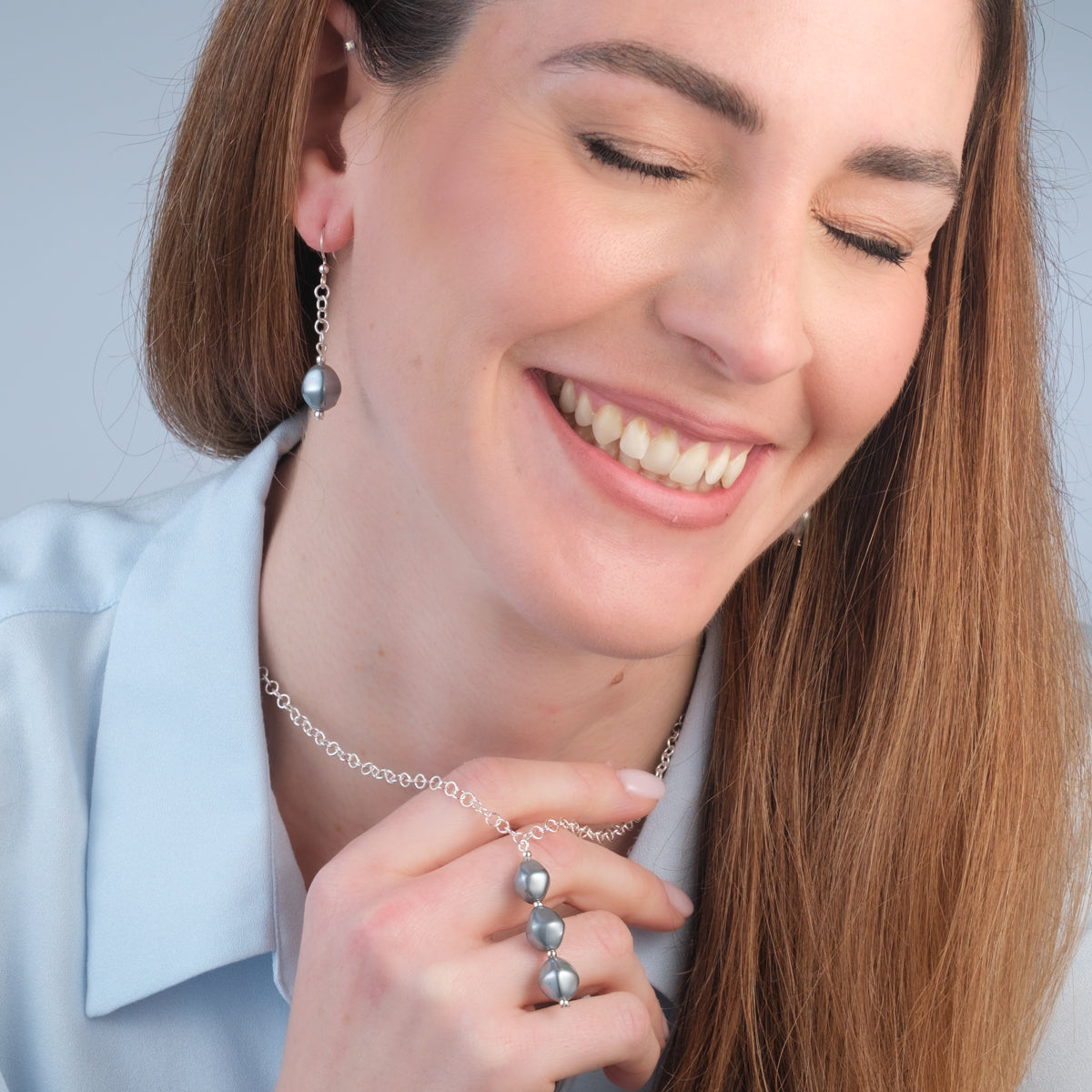 Hematite Drop Silver Necklace - Simply Whispers